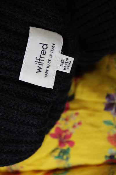 Wilfred Womens Sleeveless Side Slit Mock Neck Knit Top Black Wool Size 2XS