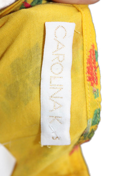 Carolina K Womens Back Zip Spaghetti Strap Floral Midi Dress Yellow Size Small