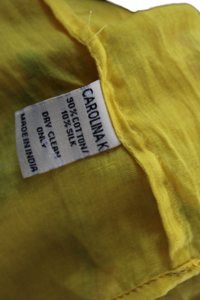 Carolina K Womens Back Zip Spaghetti Strap Floral Midi Dress Yellow Size Small