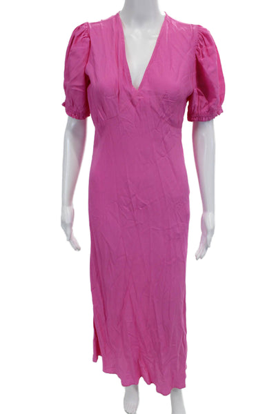 A New Day Womens Short Sleeve V Neck Midi Shift Dress Pink Size Medium