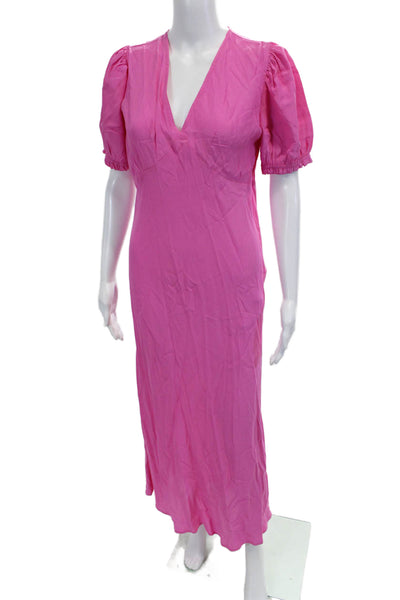 A New Day Womens Short Sleeve V Neck Midi Shift Dress Pink Size Medium
