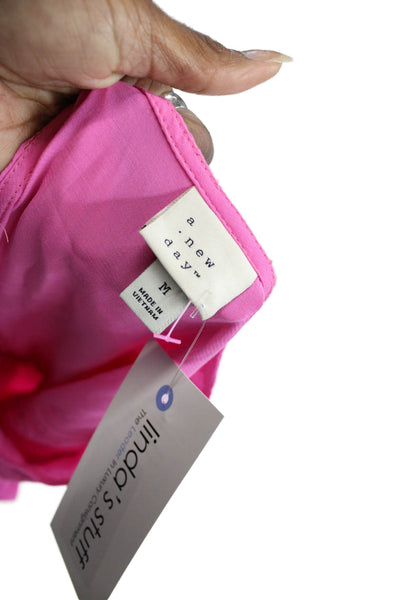 A New Day Womens Short Sleeve V Neck Midi Shift Dress Pink Size Medium