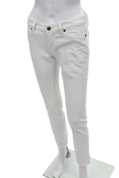 Banana Republic Womens Zipper Fly Mid Rise Skinny Ankle Jeans White Size 26