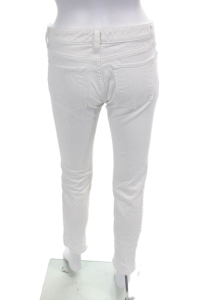 Banana Republic Womens Zipper Fly Mid Rise Skinny Ankle Jeans White Size 26
