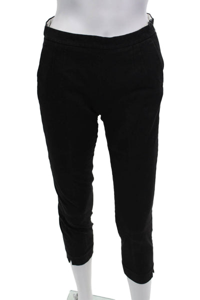 J Crew Womens Side Zip Mid Rise Martie Cropped Pants Black Cotton Size 2