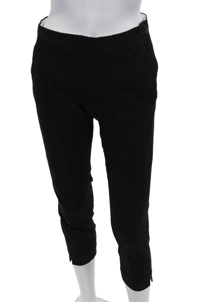 J Crew Womens Side Zip Mid Rise Martie Cropped Pants Black Cotton Size 2