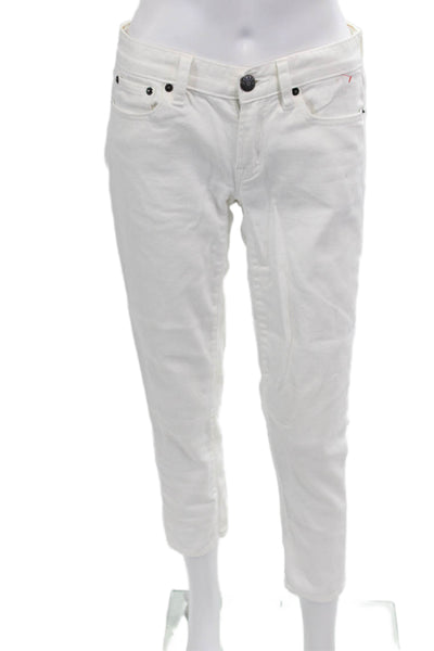 J Crew Womens Zipper Fly Mid Rise Streth Slim Cut Jean White Size 27