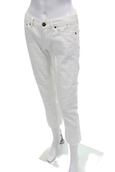 J Crew Womens Zipper Fly Mid Rise Streth Slim Cut Jean White Size 27