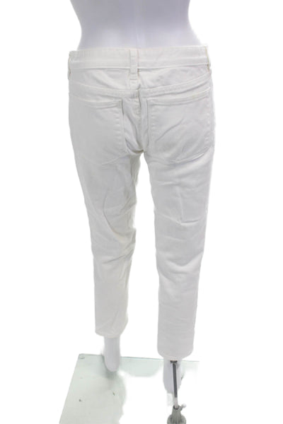 J Crew Womens Zipper Fly Mid Rise Streth Slim Cut Jean White Size 27