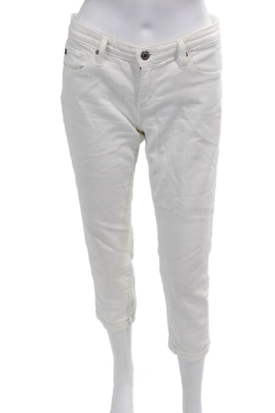 AG Adriano Goldschmied Womens Stevie Roll Up Straight Jeans White Size 28