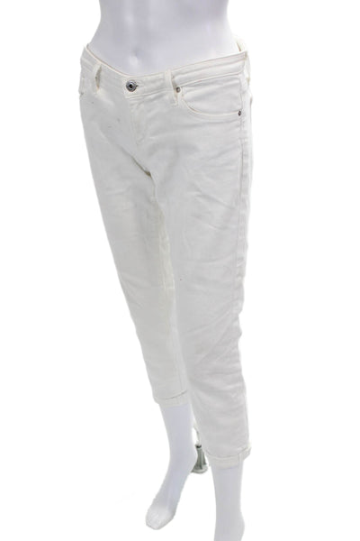 AG Adriano Goldschmied Womens Stevie Roll Up Straight Jeans White Size 28