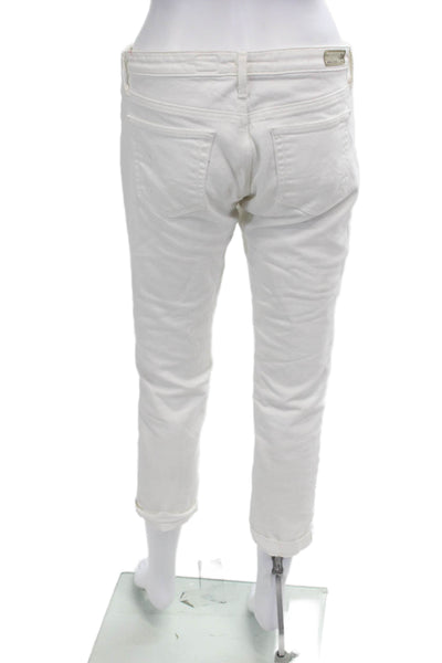 AG Adriano Goldschmied Womens Stevie Roll Up Straight Jeans White Size 28