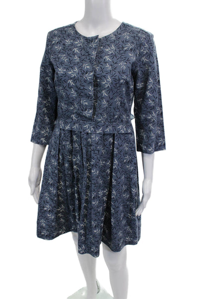 Gap Womens Short Sleeve Crew Neck Abstract Dress Blue Cotton Size 4