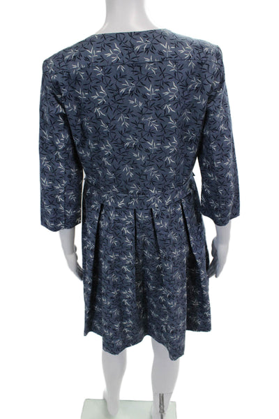 Gap Womens Short Sleeve Crew Neck Abstract Dress Blue Cotton Size 4