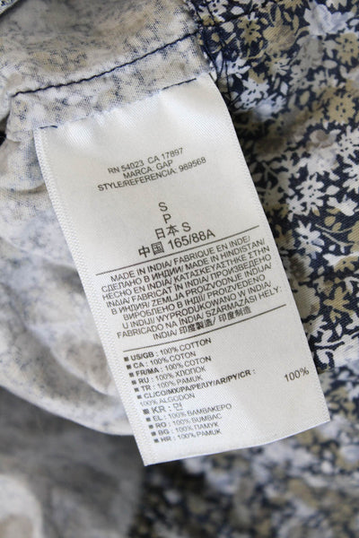 Gap Womens Back Zip Short Sleeve Crew Neck Floral Dress Navy Multi Size Small