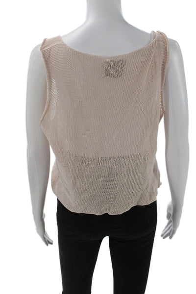 Shi Womens Cut Out Pullover Knit Tank Top Beige Size M