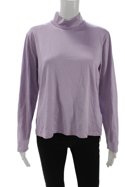 Louis Feraud Womens Cotton Blend Stretch High Neck Long Sleeve Top Lilac Size 14