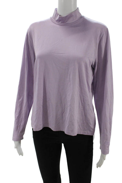 Louis Feraud Womens Cotton Blend Stretch High Neck Long Sleeve Top Lilac Size 14