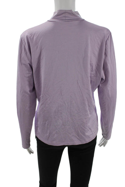 Louis Feraud Womens Cotton Blend Stretch High Neck Long Sleeve Top Lilac Size 14