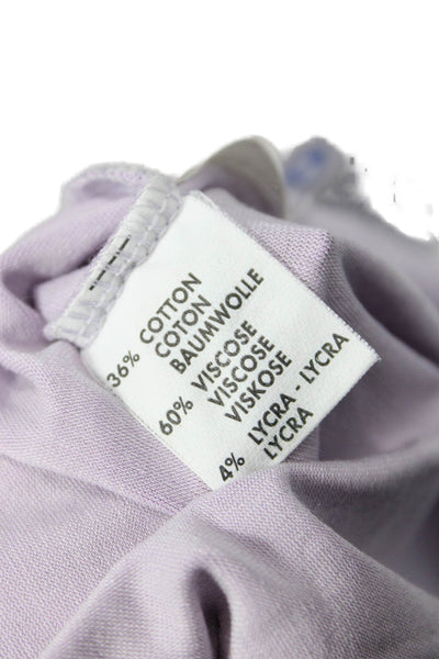Louis Feraud Womens Cotton Blend Stretch High Neck Long Sleeve Top Lilac Size 14