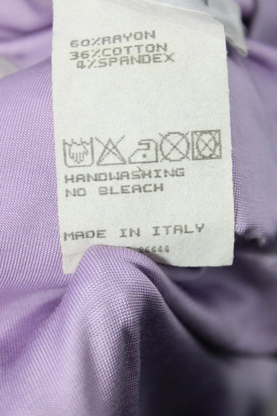 Louis Feraud Womens Cotton Blend Stretch High Neck Long Sleeve Top Lilac Size 14