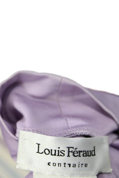 Louis Feraud Womens Cotton Blend Stretch High Neck Long Sleeve Top Lilac Size 14