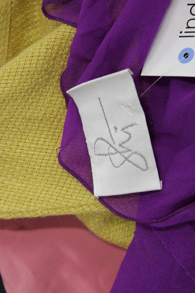 Shi Shi Womens Sheer Geometric Long Sleeve Blouse Top Purple Size OS