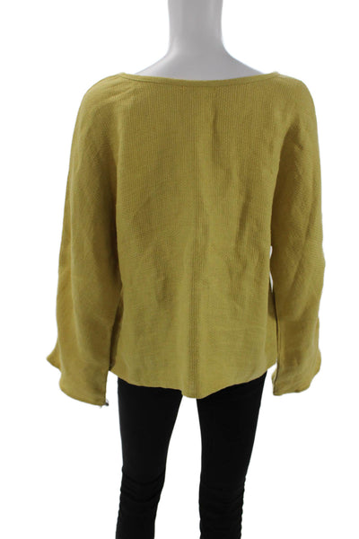 Little Lies Womens Woven Long Sleeve Pullover Blouse Top Yellow Size S