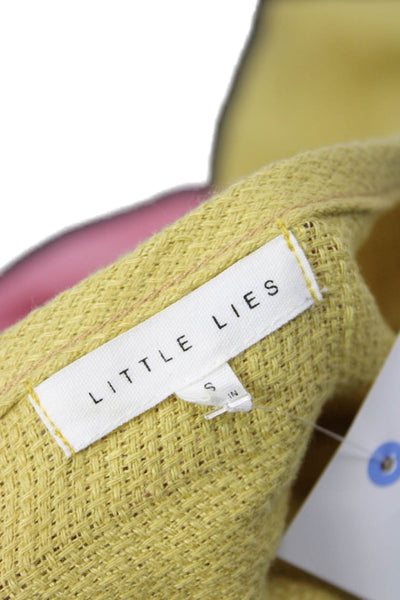 Little Lies Womens Woven Long Sleeve Pullover Blouse Top Yellow Size S