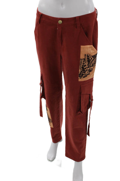 Hellessy Womens High Rise Slim Leg Cargo Jeans Clay Brown Cotton Size 32