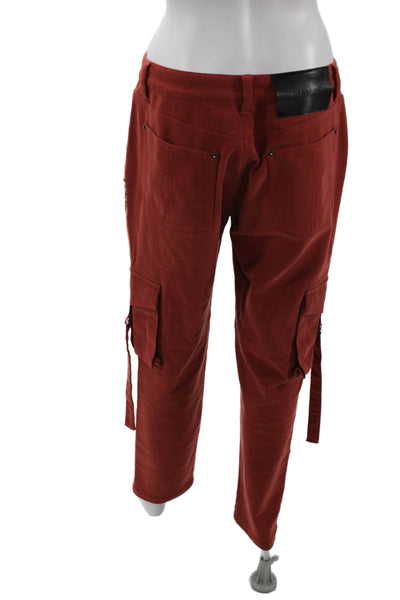 Hellessy Womens High Rise Slim Leg Cargo Jeans Clay Brown Cotton Size 32