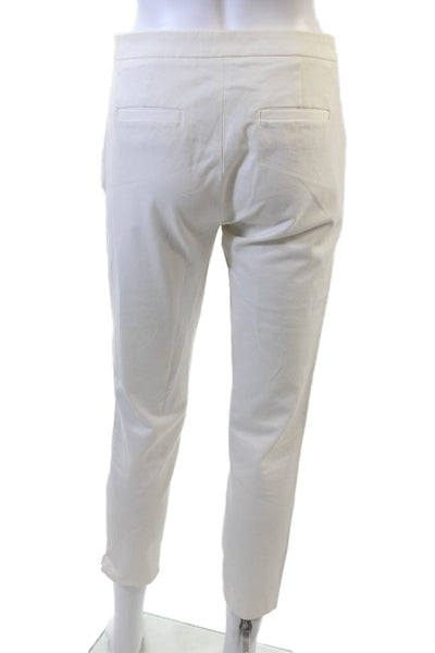 J Crew Womens Side Zip High Rise Straight Cropped Pants White Cotton Size 2