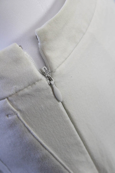 J Crew Womens Side Zip High Rise Straight Cropped Pants White Cotton Size 2