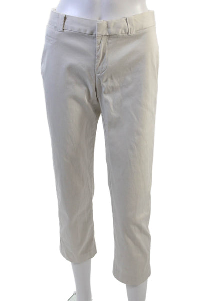 Banana Republic Womens Mid Rise Ryan Fit Cropped Pants White Cotton Size 4