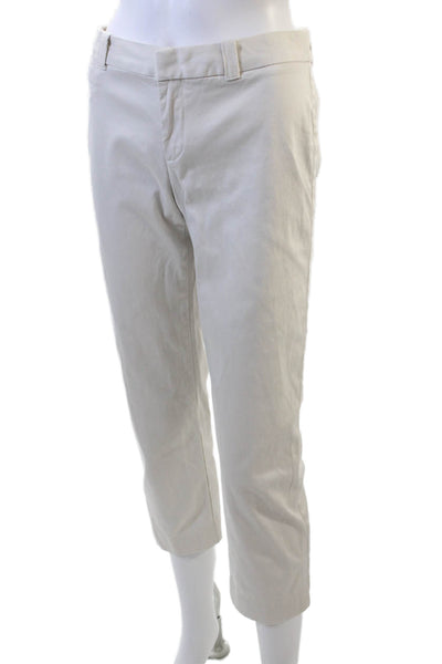 Banana Republic Womens Mid Rise Ryan Fit Cropped Pants White Cotton Size 4