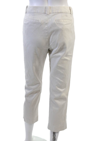 Banana Republic Womens Mid Rise Ryan Fit Cropped Pants White Cotton Size 4