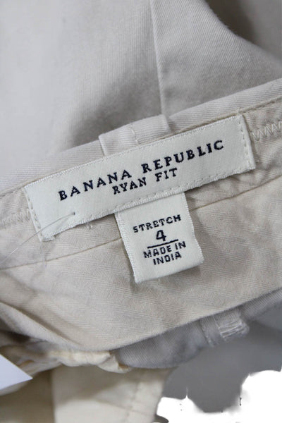 Banana Republic Womens Mid Rise Ryan Fit Cropped Pants White Cotton Size 4