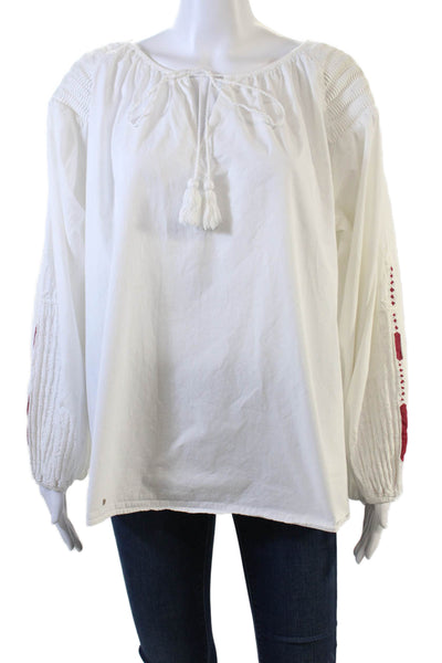 Mes DeMoiselles Paris Womens Long Sleeve Keyhole Boxy Blouse White Size FR 40