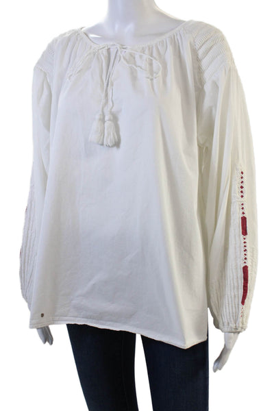 Mes DeMoiselles Paris Womens Long Sleeve Keyhole Boxy Blouse White Size FR 40