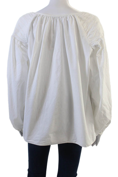 Mes DeMoiselles Paris Womens Long Sleeve Keyhole Boxy Blouse White Size FR 40