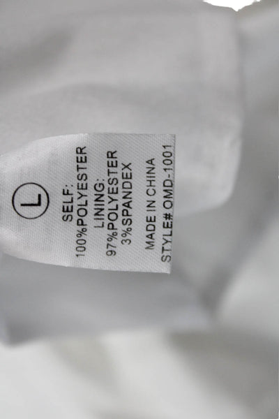 One N More Womens Short Sleeve Collared Mini Shirt Dress White Cotton Size Large