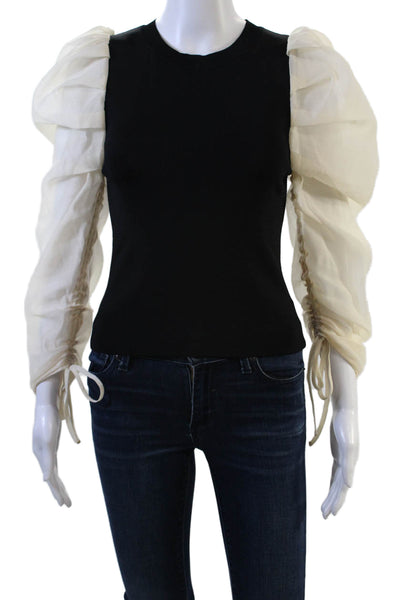 Zara Womens Round Neck Long Sleeve Knit Colorblock Blouse Size S