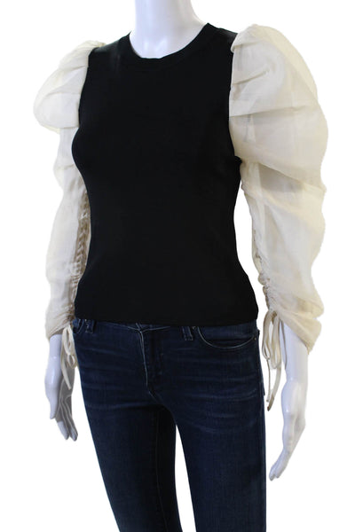 Zara Womens Round Neck Long Sleeve Knit Colorblock Blouse Size S