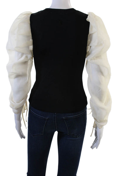 Zara Womens Round Neck Long Sleeve Knit Colorblock Blouse Size S