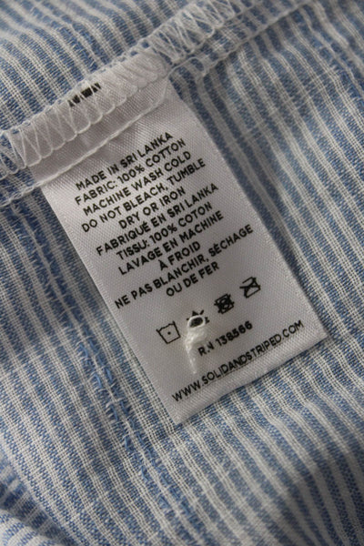 Solid & Striped Womens Cotton Long Sleeve Striped Blouse Blue Size S