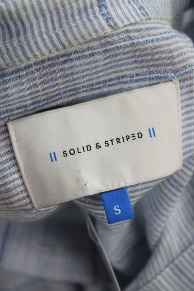 Solid & Striped Womens Cotton Long Sleeve Striped Blouse Blue Size S