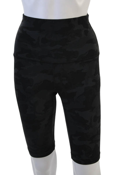 Lululemon Womens Stretch Camouflage Print Activewear Biker Shorts Black Size 6