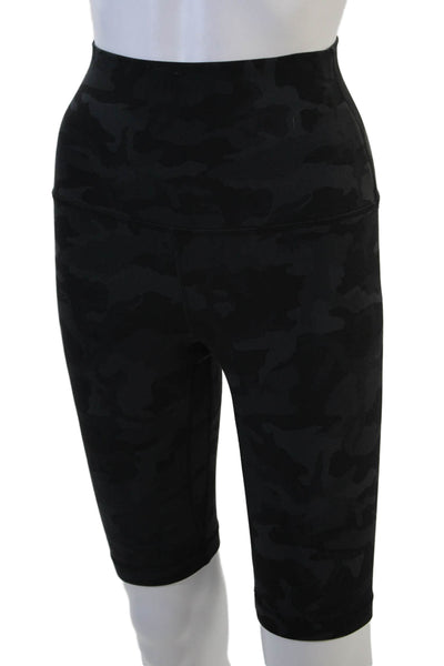 Lululemon Womens Stretch Camouflage Print Activewear Biker Shorts Black Size 6