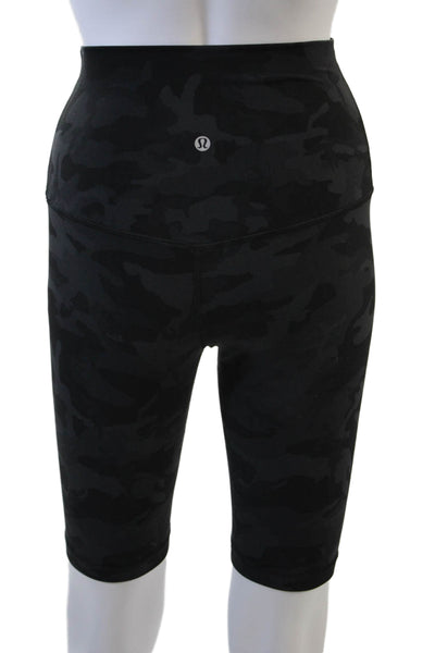 Lululemon Womens Stretch Camouflage Print Activewear Biker Shorts Black Size 6