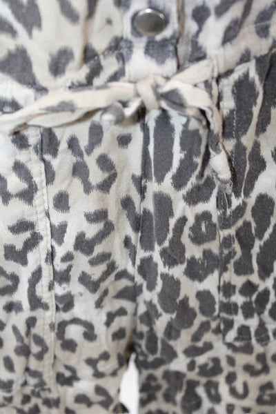 Chaser Womens Animal Print Button Down Romper Beige Brown Size Small